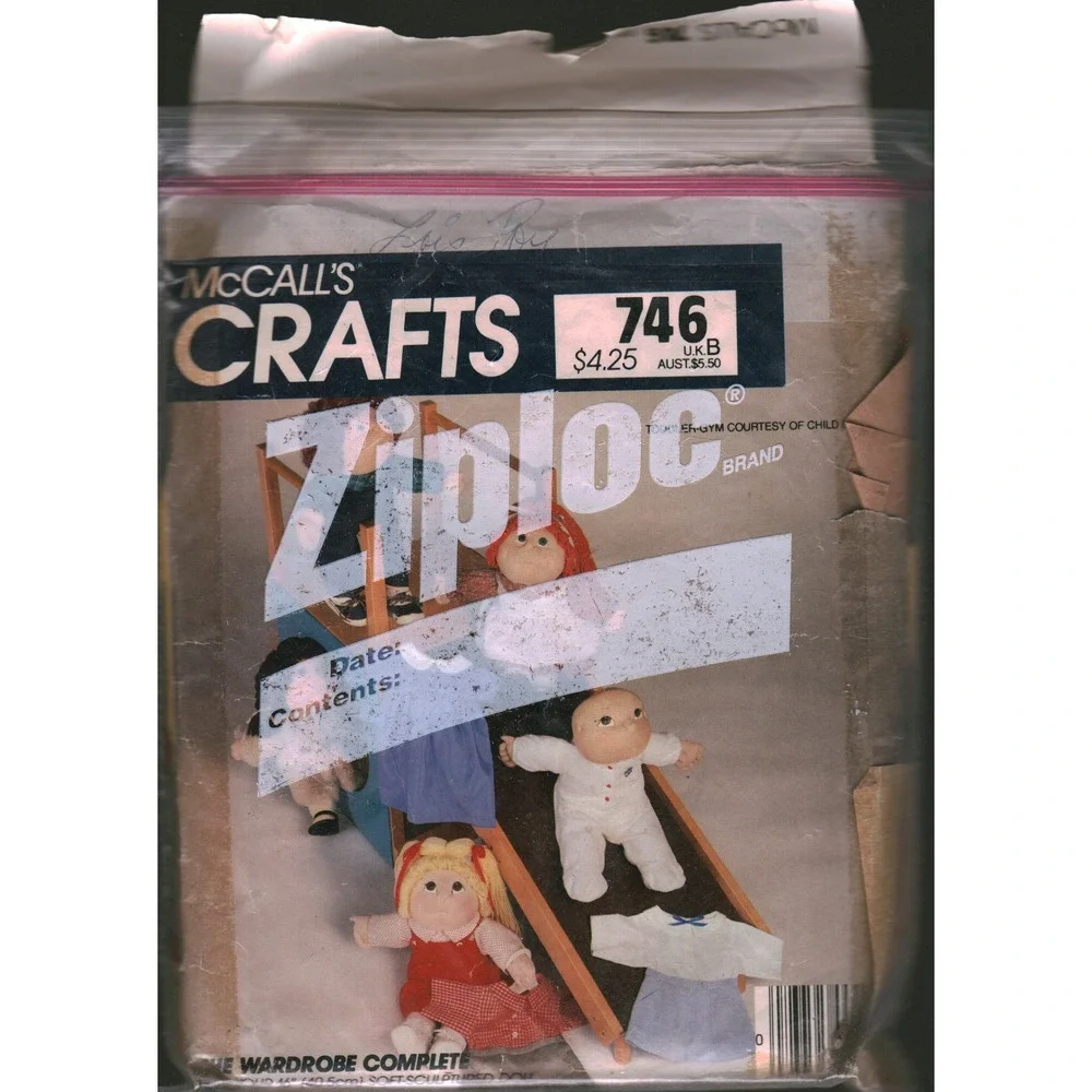 Vintage McCalls 746‎ Doll Clothes Sewing Pattern 16-18 Inch Soft Sculptured Doll